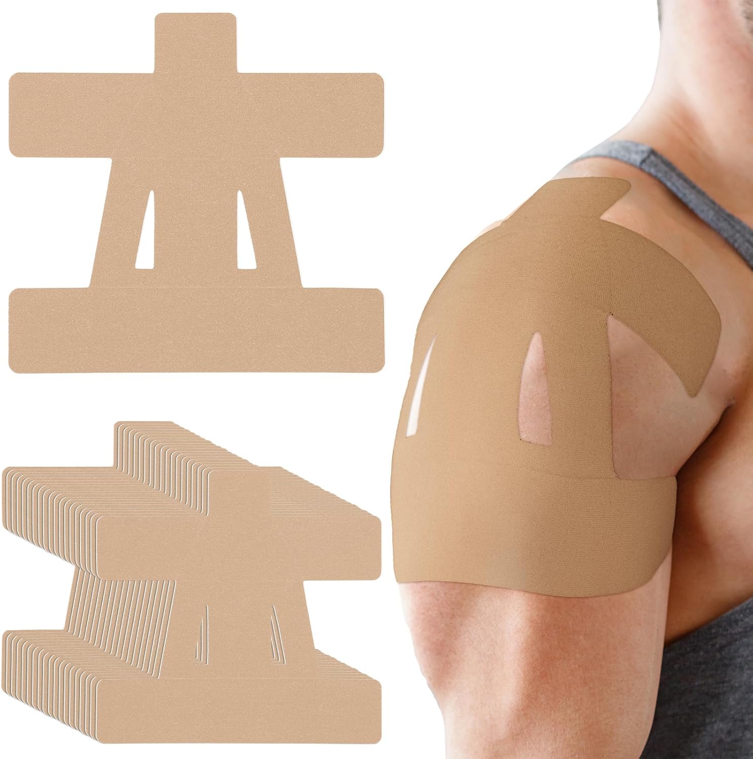 Pre-Cut Kinesiology Tape for Shoulder (10 Pcs)