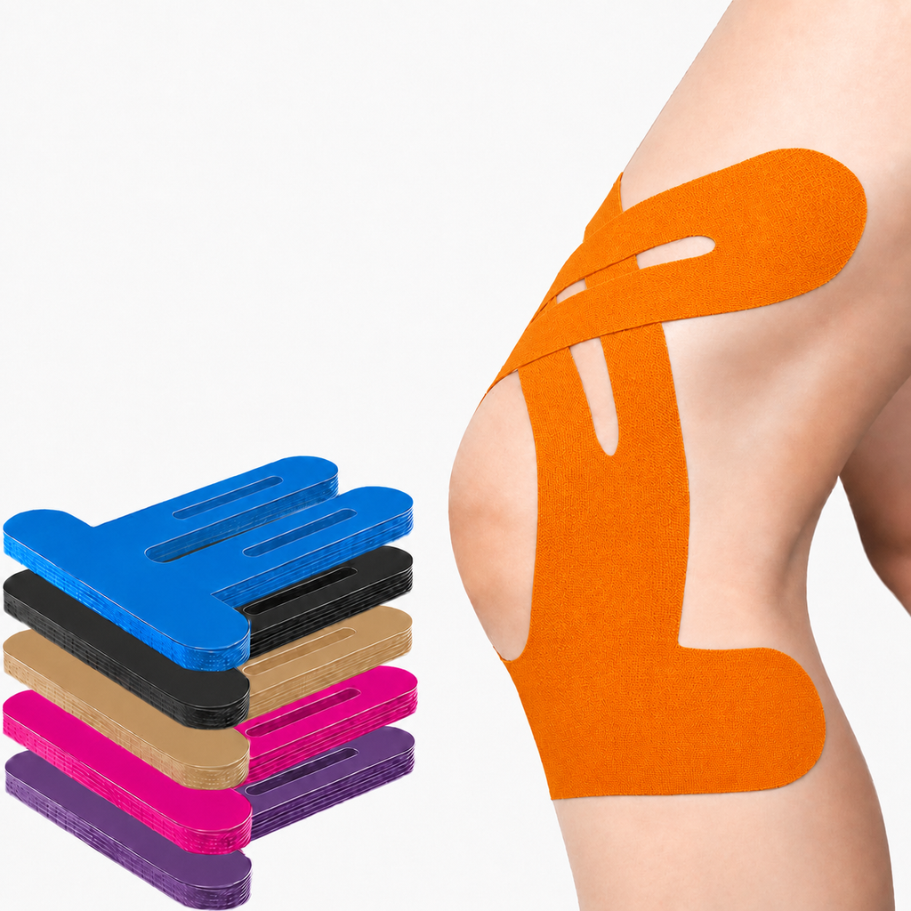 Pre-Cut Kinesiology Tape for Knees, Breathable Hypoallergenic Latex-Free