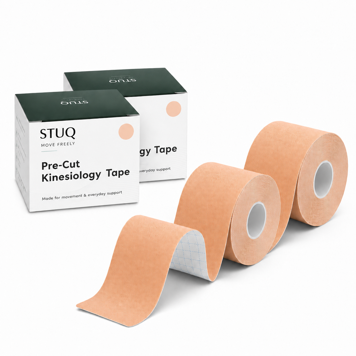 STUQ nude pre-cut kinesiology tape two-pack