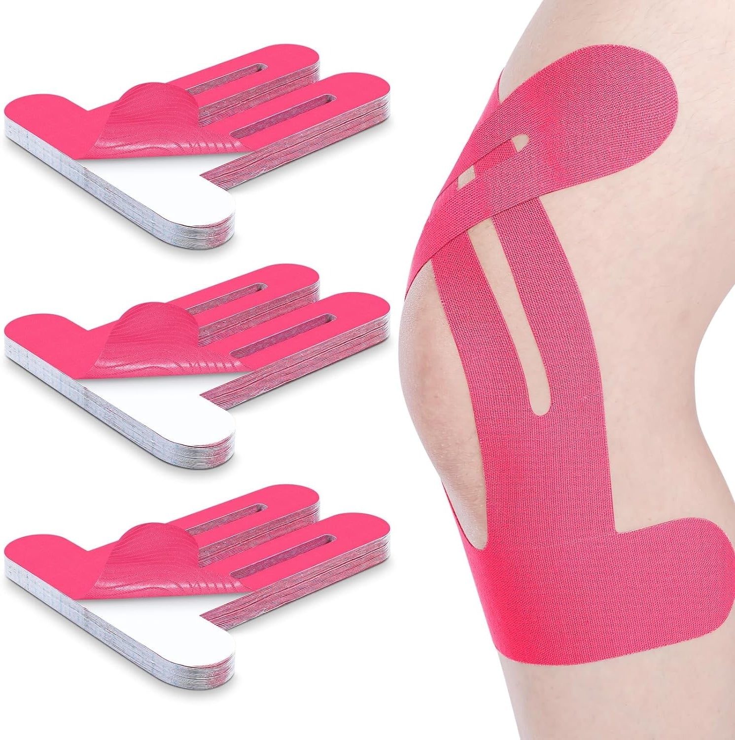 Pre-Cut Kinesiology Tape for Knees, Breathable Hypoallergenic Latex-Free