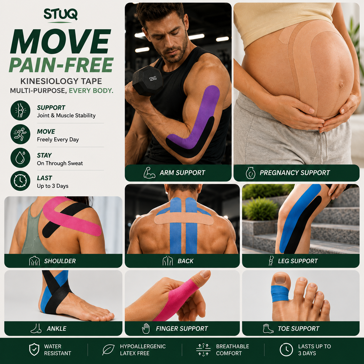 Kinesiology Tape, Pre-Cut Strips