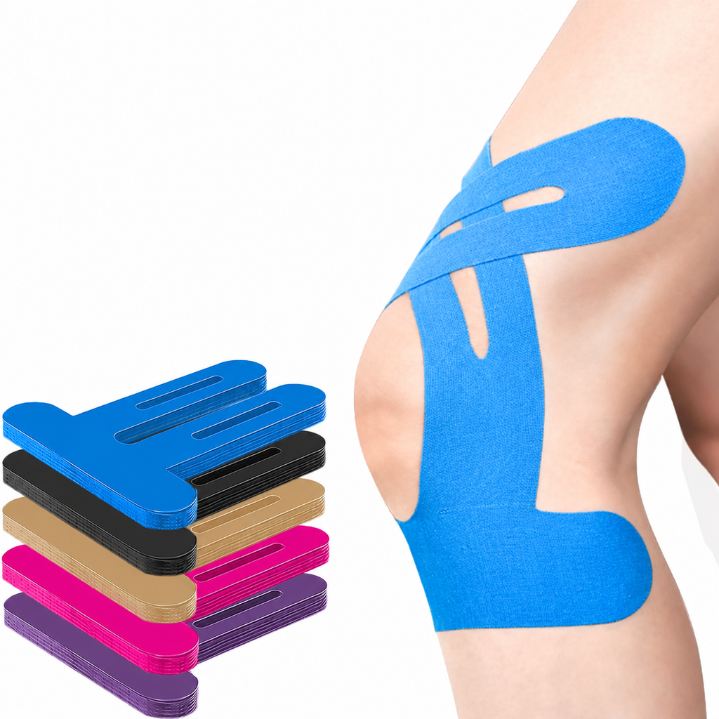 Pre-Cut Kinesiology Tape for Knees, Breathable Hypoallergenic Latex-Free