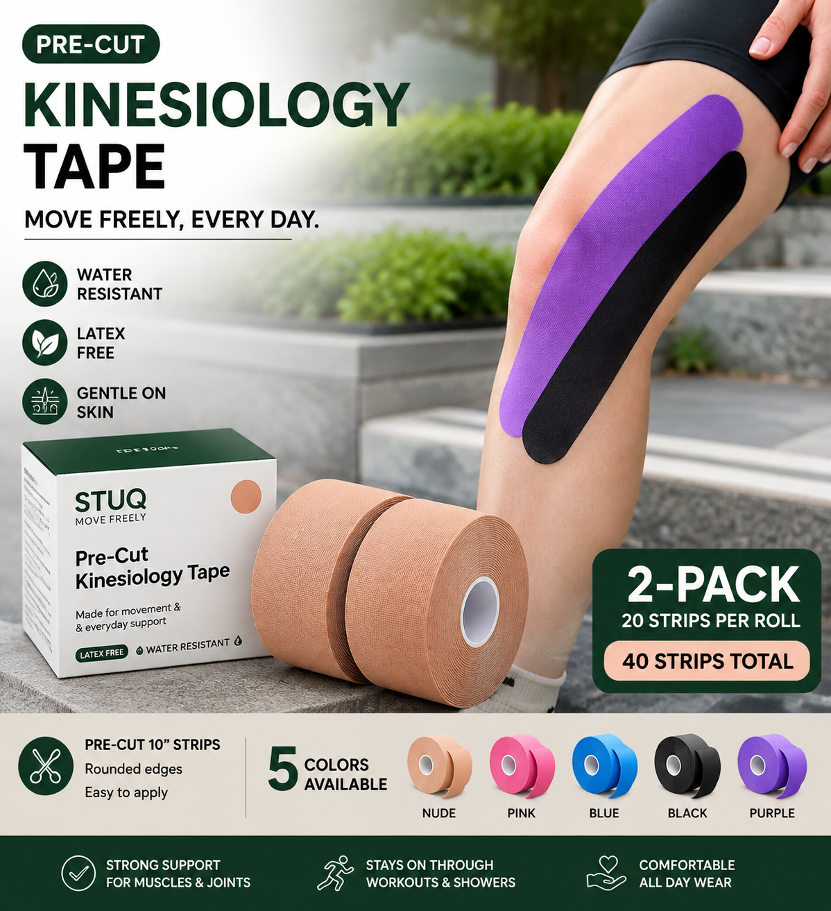 Kinesiology Tape, Pre-Cut Strips