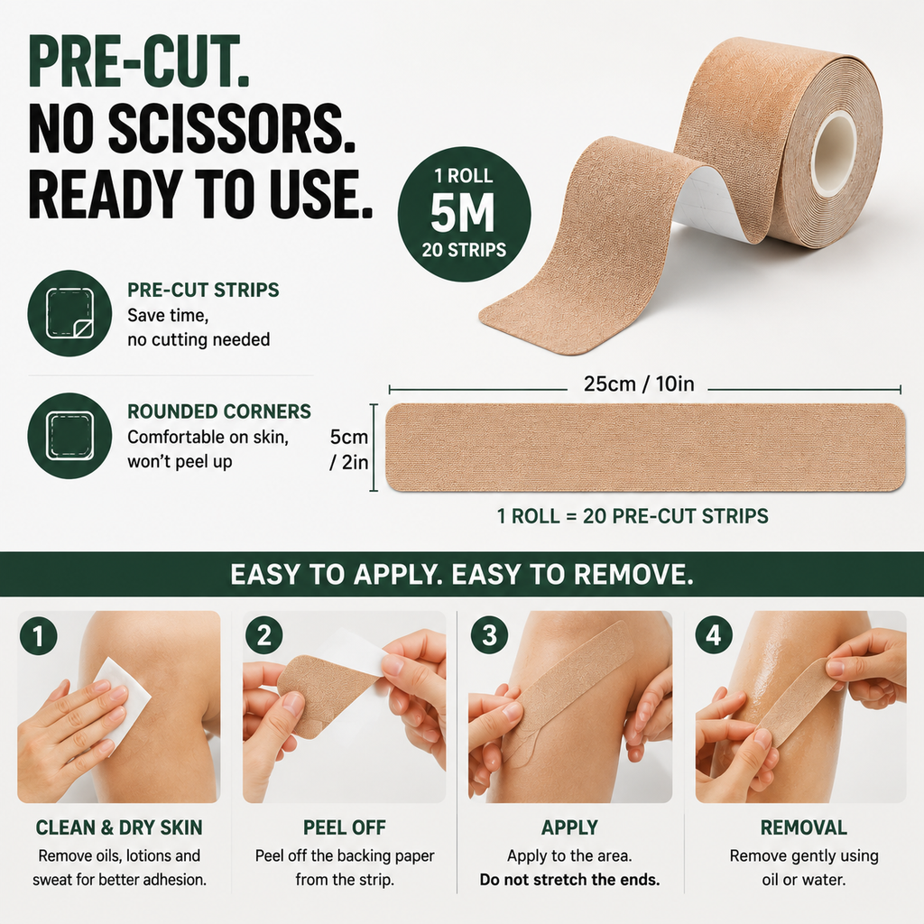 Kinesiology Tape, Pre-Cut Strips